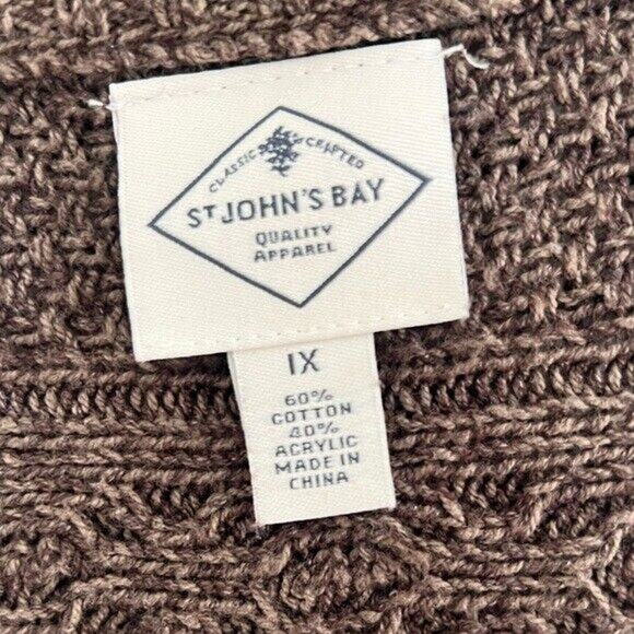 St. John’s Bay brown turtleneck neck knit zip up sweater jacket with pockets - Picture 3 of 11